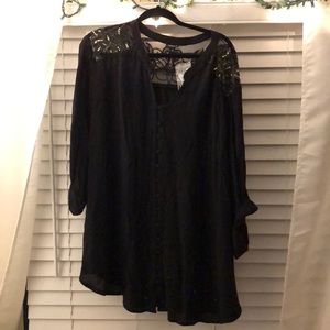 Black sequined button down shirt Torrid